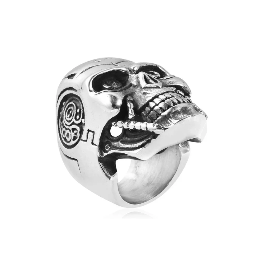 New Men’s Skull Ring in Black Oxidized Stainless Steel